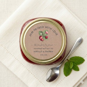Jam Packed with Love Strawberry Jam Wedding Favour Classic Round Sticker