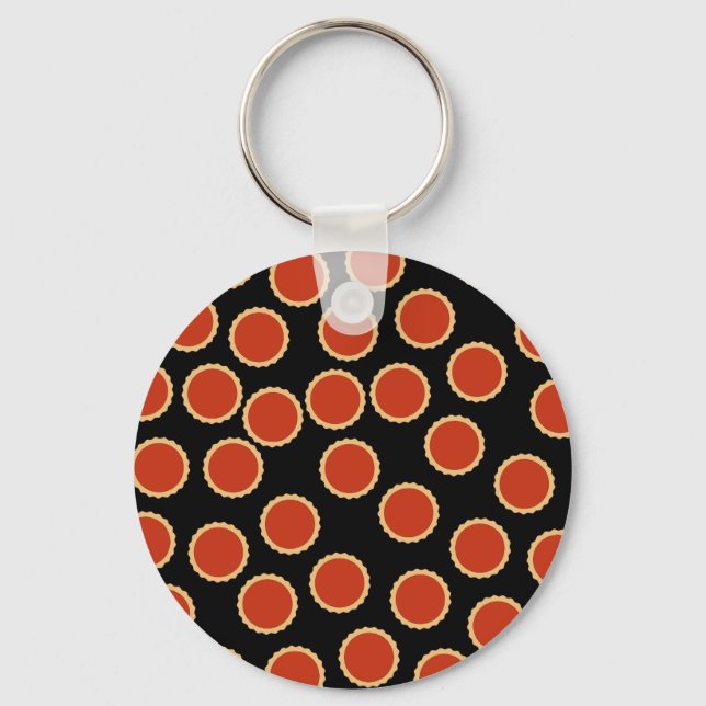 Jam Tart Pattern. Strawberry Red. Pies. Key Ring (Front)