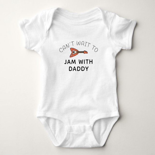 Jam With Daddy - Baby Guitar Rock Music - Guitar Baby Bodysuit (Front)