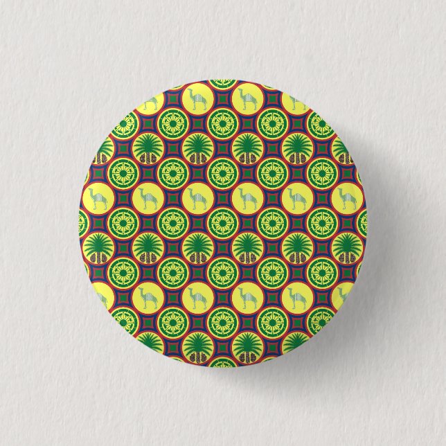 Jamahiri ® Libya | Africa Pattern 3 Cm Round Badge (Front)