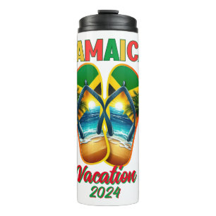 Jamaica 2024 Flip Flop Vacation Tropical Beach Thermal Tumbler