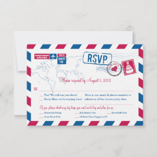 JAMAICA Air Mail Wedding RSVP Card