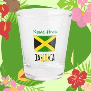 Jamaica and Jamaican Flag Green Personalisation Shot Glass