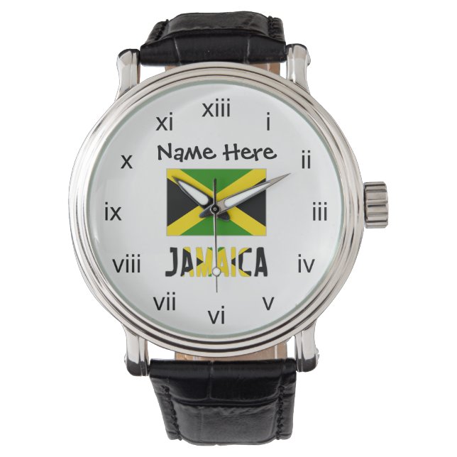 Jamaica and Jamaican Flag Personalized  Watch (Front)