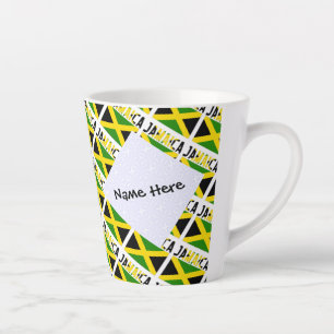 Jamaica and Jamaican Flag Tiled Personalised Latte Mug