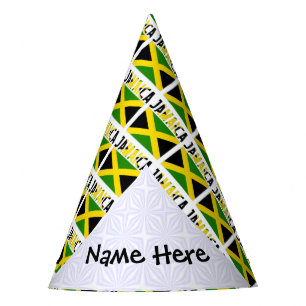 Jamaica and Jamaican Flag Tiled with Your Name Party Hat