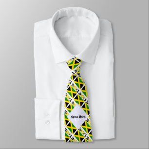 Jamaica and Jamaican Flag Tiled with Your Name Tie