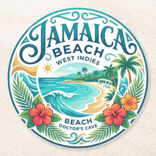 Jamaica Beach Round Paper Coaster