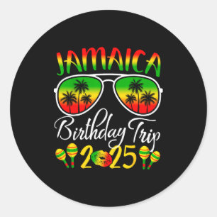 Jamaica Birthday Trip 2025 Funny Family Matching  Classic Round Sticker