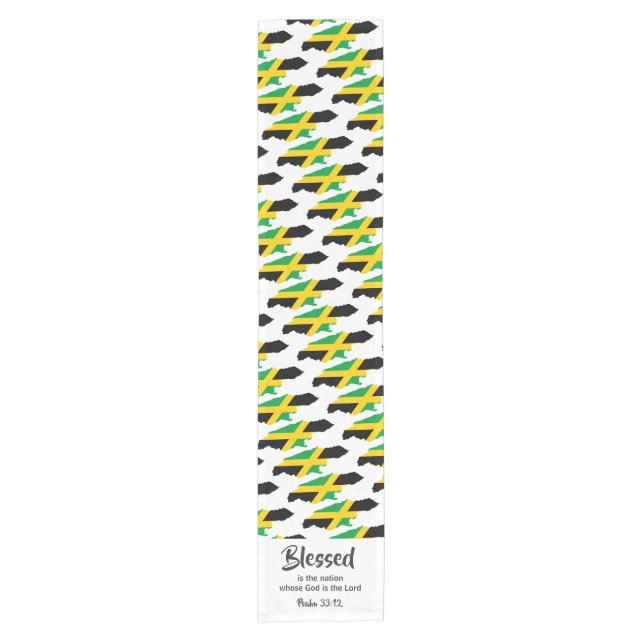 JAMAICA Blessed Nation Christian Scripture Short Table Runner (Front)