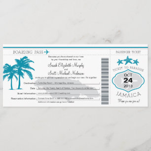Jamaica Boarding Pass Wedding Invitation