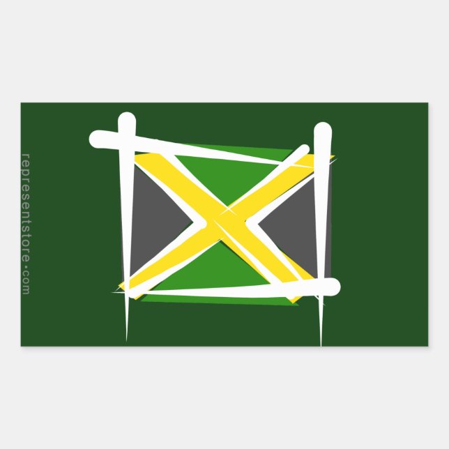 Jamaica Brush Flag Rectangular Sticker (Front)
