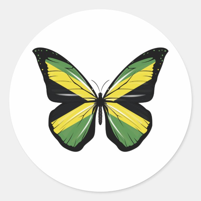 Jamaica Butterfly Flag Classic Round Sticker (Front)