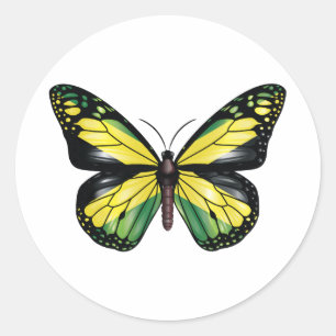 Jamaica butterfly monarch flag classic round sticker