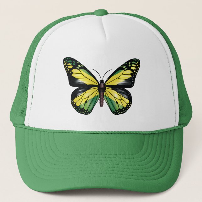 Jamaica butterfly monarch flag trucker hat (Front)