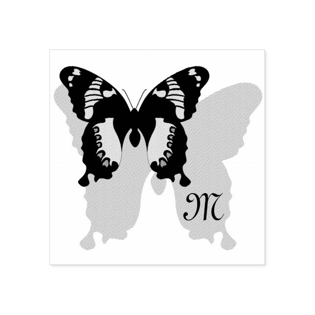 Jamaica Butterfly Shadow Monogram Rubber Stamp (Imprint)