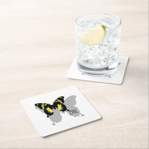 Jamaica Butterfly Shadow Monogram Square Paper Coaster