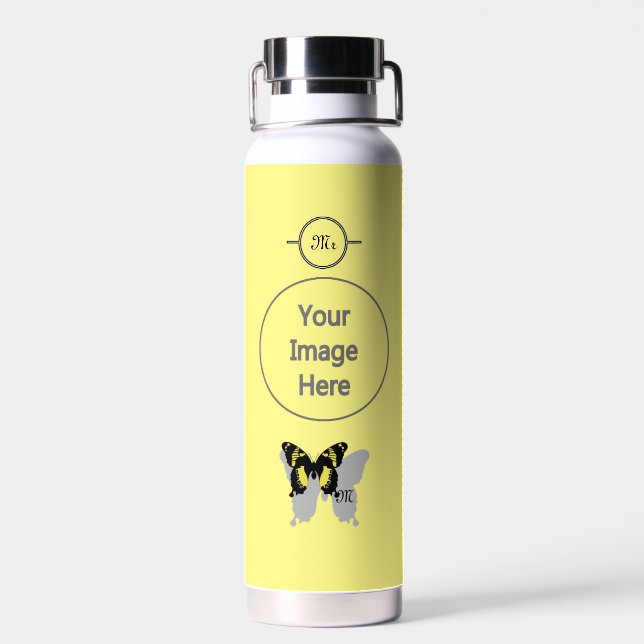 Jamaica Butterfly Shadow Monogram Water Bottle (Back)