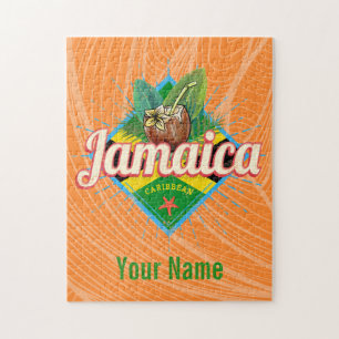 Jamaica caribbean retro flag vacation vintage lugg jigsaw puzzle