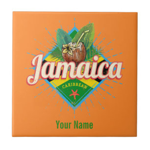 Jamaica caribbean retro flag vacation vintage lugg tile