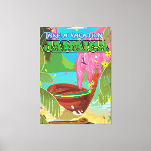 Jamaica cartoon travel poster canvas print