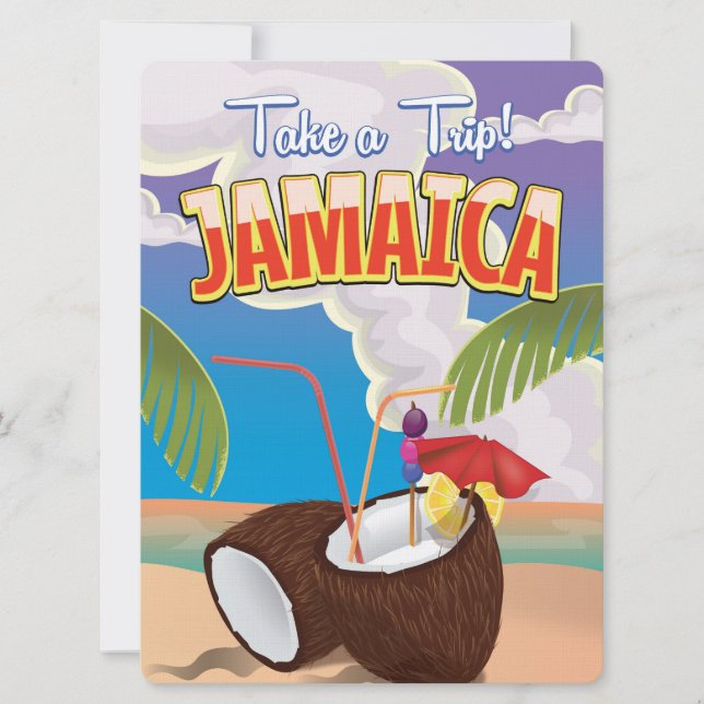 Jamaica Cartoon travel poster Invitation (Front)