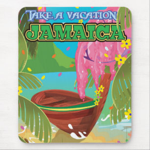 Jamaica cartoon travel poster mouse pad