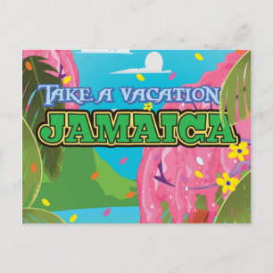 Jamaica cartoon travel poster postcard