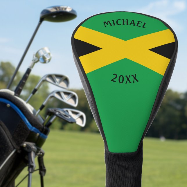 Jamaica Caution Tape Green Gold Jamaican Flag  Golf Head Cover (Jamaica Jamaican flag golf head cover)