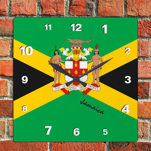 Jamaica Clock, patriotic home, Jamaican Flag Square Wall Clock