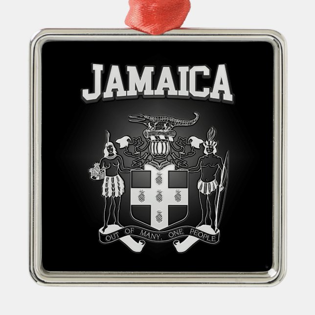 Jamaica Coat of Arms Metal Tree Decoration (Front)