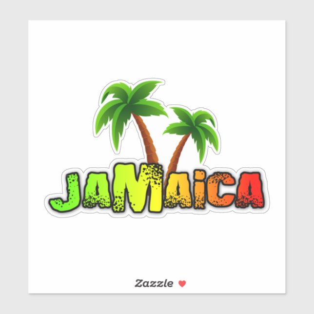 Jamaica coconut trees colorful decal (Sheet)