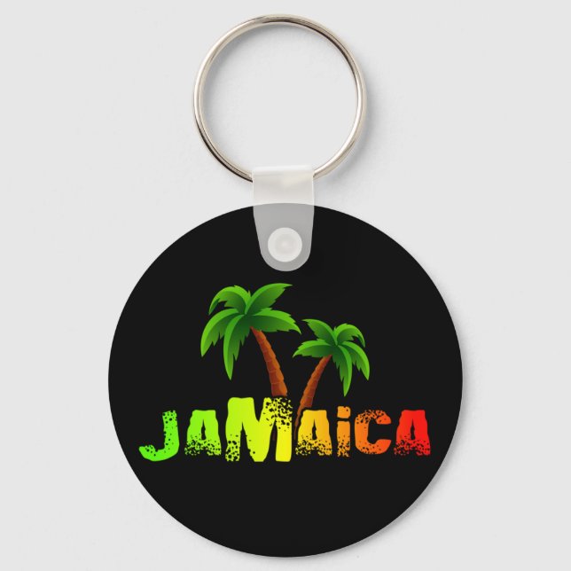 Jamaica coconut trees colourful key ring (Front)
