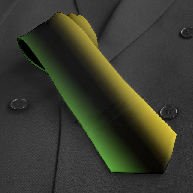 Jamaica Colors Gradient Ombre Green Black & Gold Tie (Jamaica Colors Gradient Ombre Green Black & Gold Neck Tie)