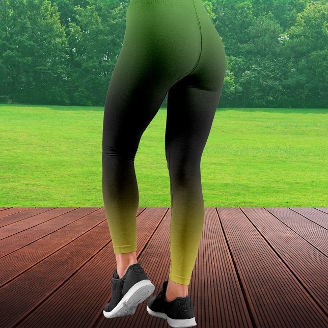 Jamaica Colours Gradient Ombre Green & Yellow Leggings (Jamaica Colors Gradient Ombre Green & Yellow Leggings)