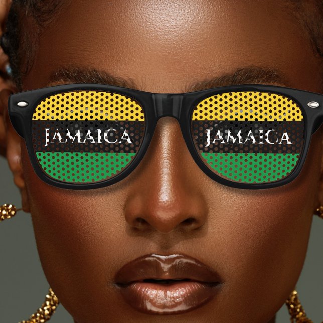 Jamaica Colours Green Gold Black Jamaican Retro Sunglasses (jamaica colors retro sunglasses)