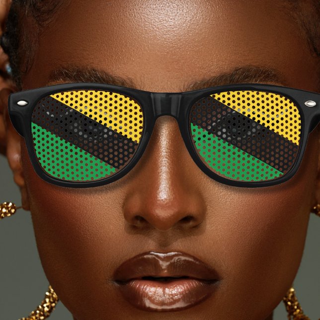 Jamaica Colours Green Gold Black Jamaican Retro Sunglasses (jamaica colors retro sunglasses)