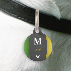 Jamaica Colours Green Gold Caribbean Name Monogram Pet Tag