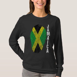 Jamaica Countries Flag Fingerprint Graphic Sleeve T-Shirt