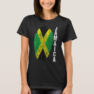 Jamaica Countries Flag Fingerprint Graphic Sleeve T-Shirt