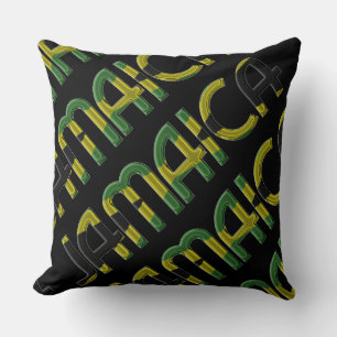 Jamaica Country Flag Colours Typography Souvenir Cushion