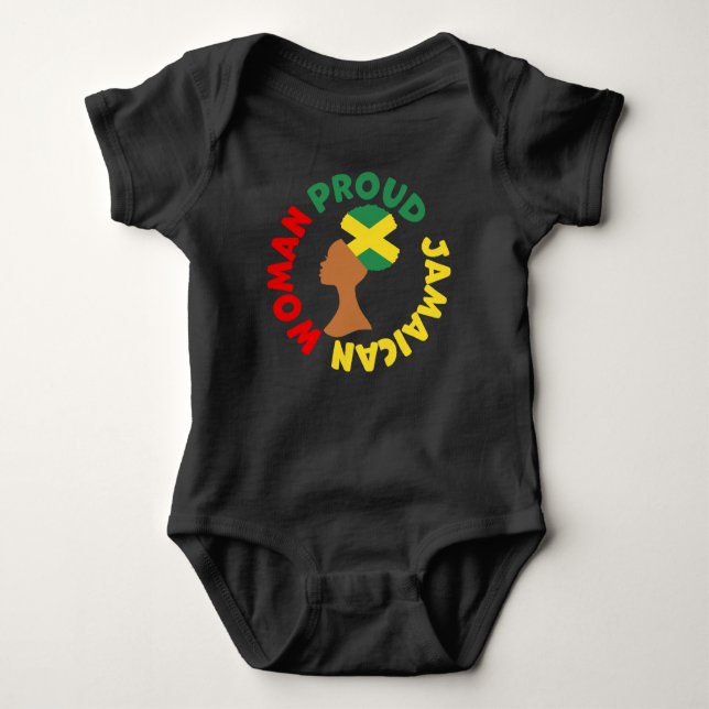Jamaica Country Flag Roots Proud Jamaican Woman Baby Bodysuit (Front)