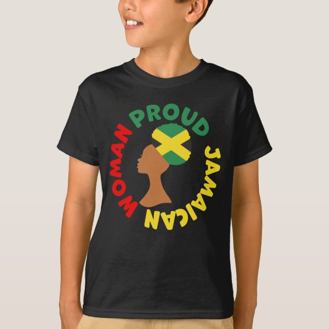 Jamaica Country Flag Roots Proud Jamaican Woman T-Shirt (Front)