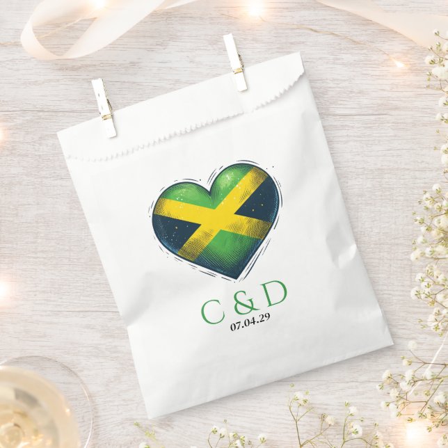 Jamaica Couple Heart Wedding Favour Bags (Clipped)