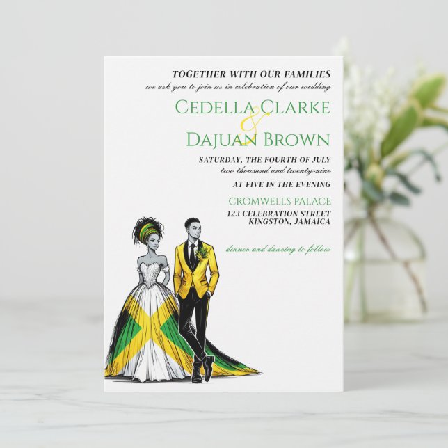 Jamaica Couple Wedding Invitation (Standing Front)