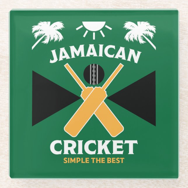 Jamaica Cricket Glass Coaster (Front)