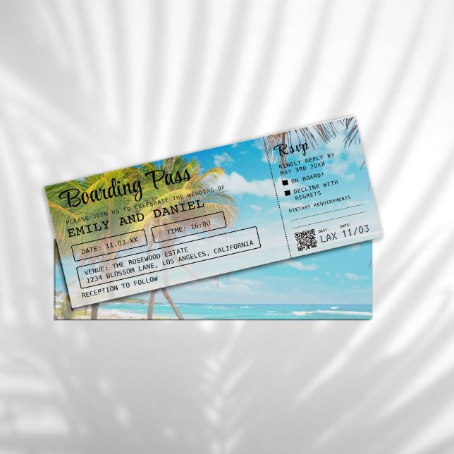 Jamaica Destination Boarding Pass Wedding  Invitation (Creator Uploaded)