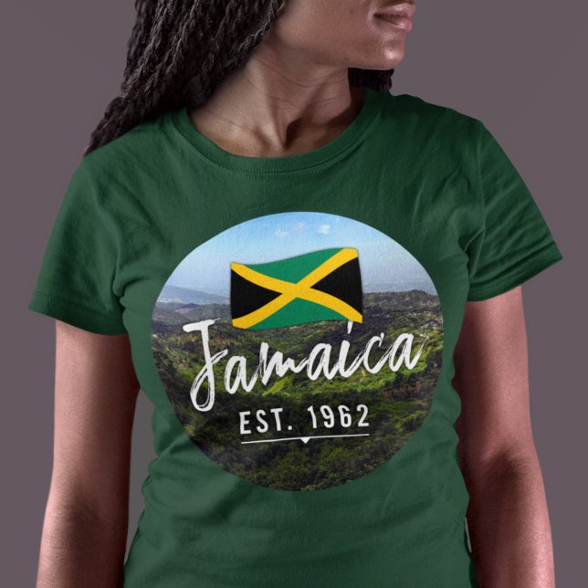 "Jamaica Est. 1962" Blue Mountains With Flag T-Shirt (Creator Uploaded)