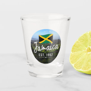 "Jamaica Est. 1962" With Jamaica Flag Art Shot Glass