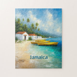 Jamaica fishing huts by sea shore jigsaw puzzle